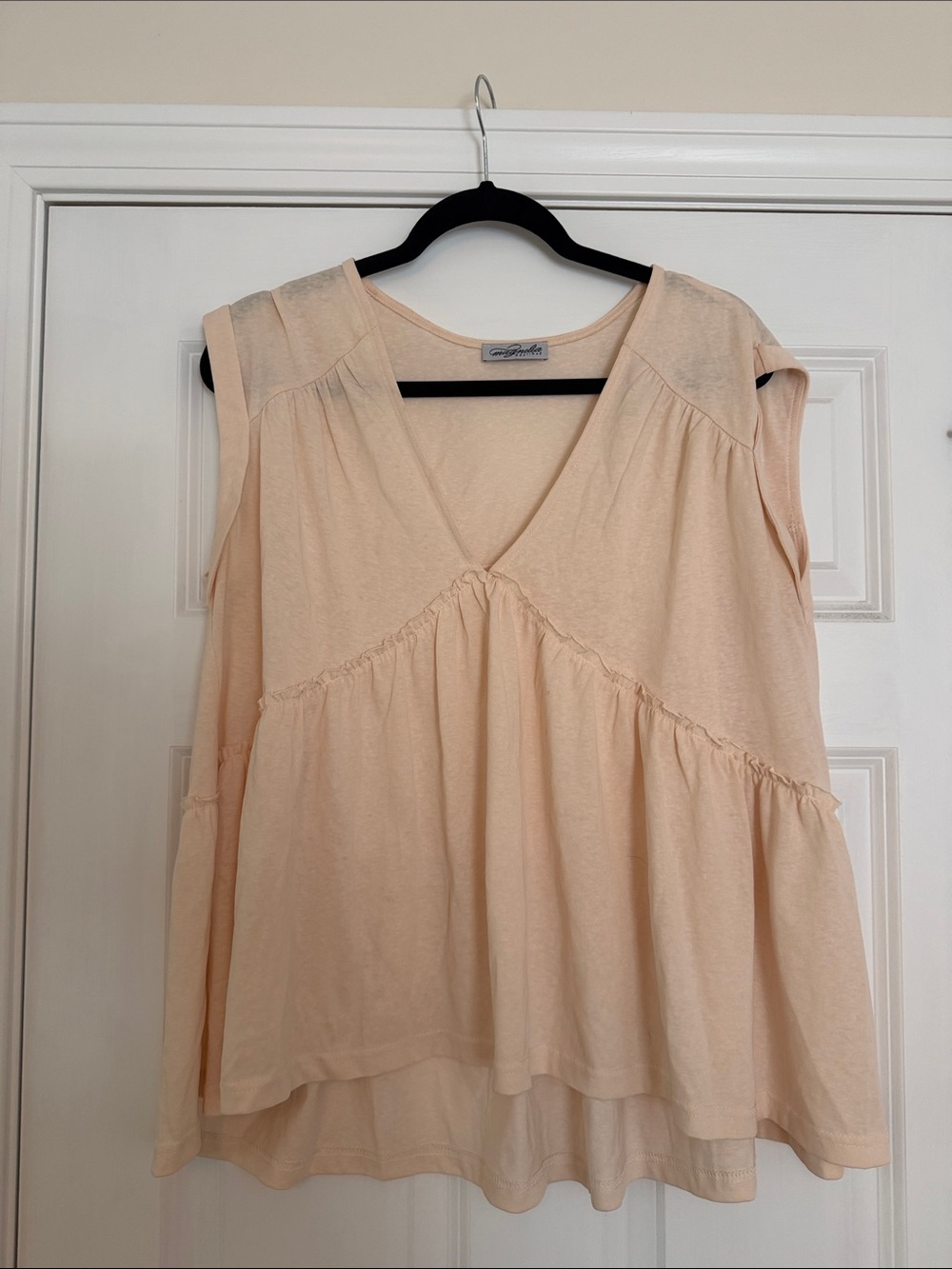 Sleeveless V-Neck Peplum Tunic in Light Peach by Cotton On